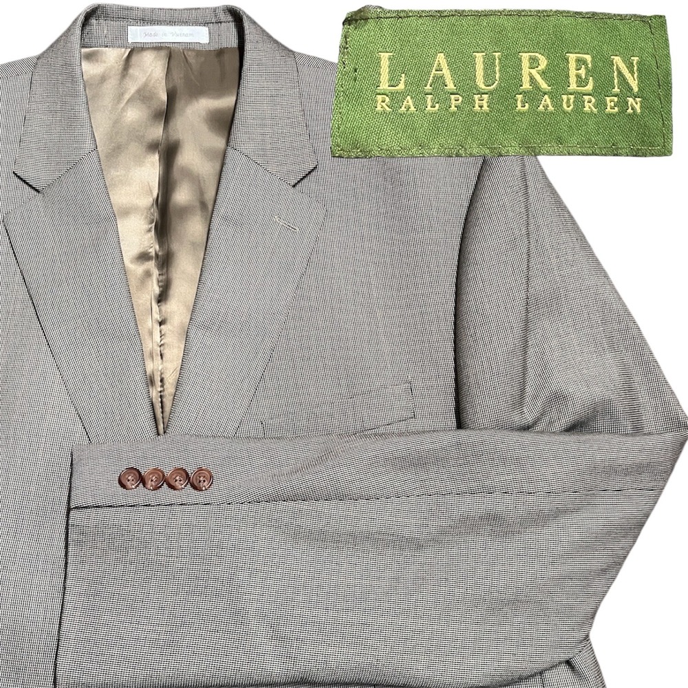 Lauren Ralph Lauren Men's 48L Light Gray Houndstooth Blazer Jacket Suit Separate